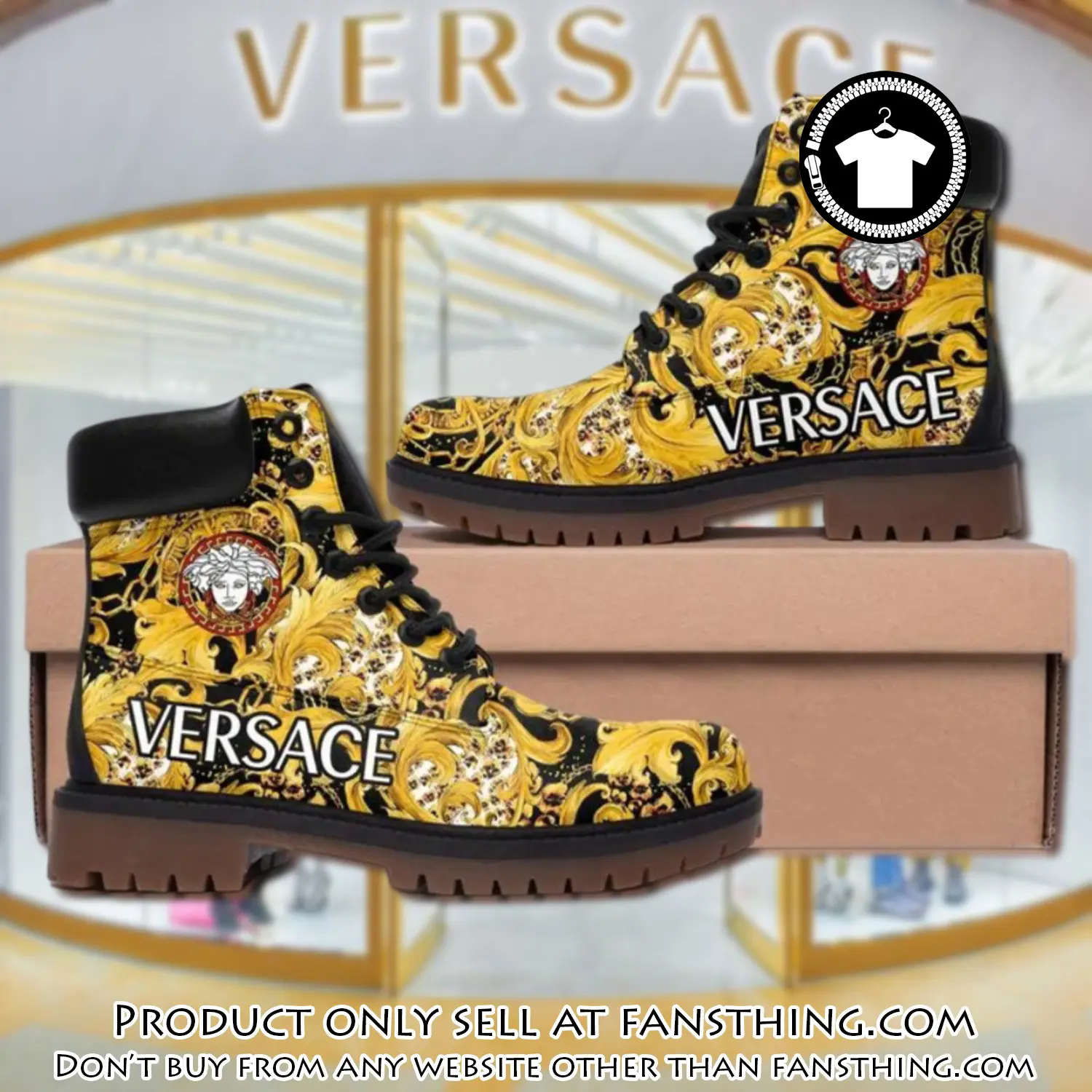 Versace medusa gold pattern luxury brand boots premium gifts for men women fst5013799